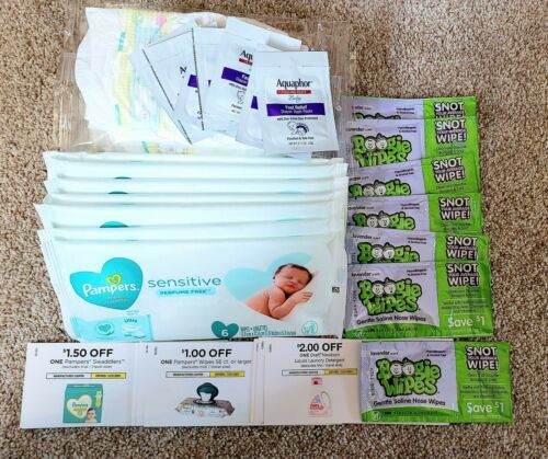 Pampers Wipes, Diapers, Aquaphor, Boogie Wipes And Coupons Lot