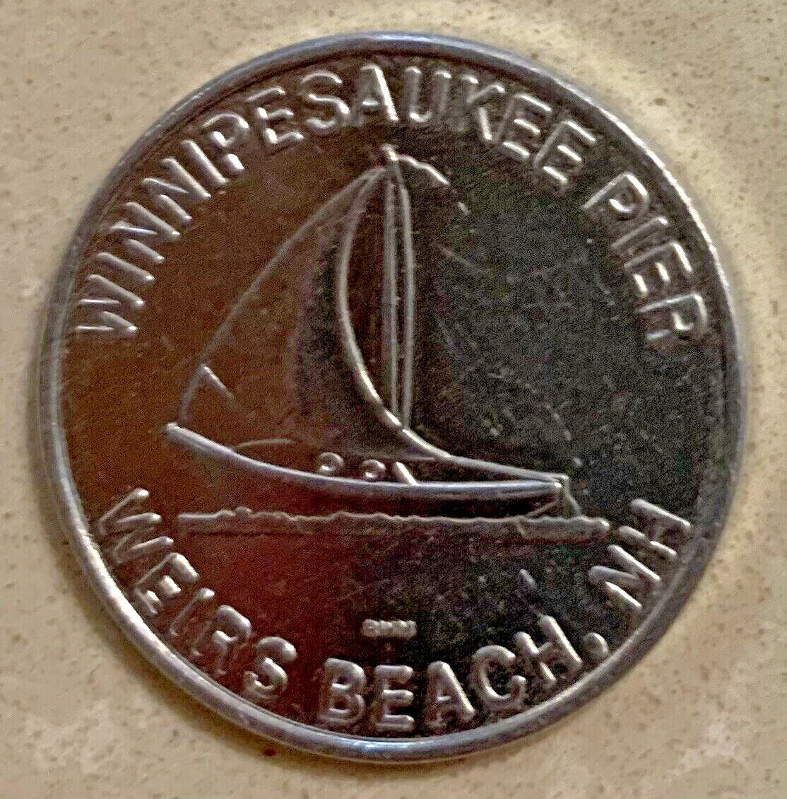 Lake Winnipesaukee Pier Token Coin 1 1/8" Arcade Souvenir Weirs Beach Laconia Nh