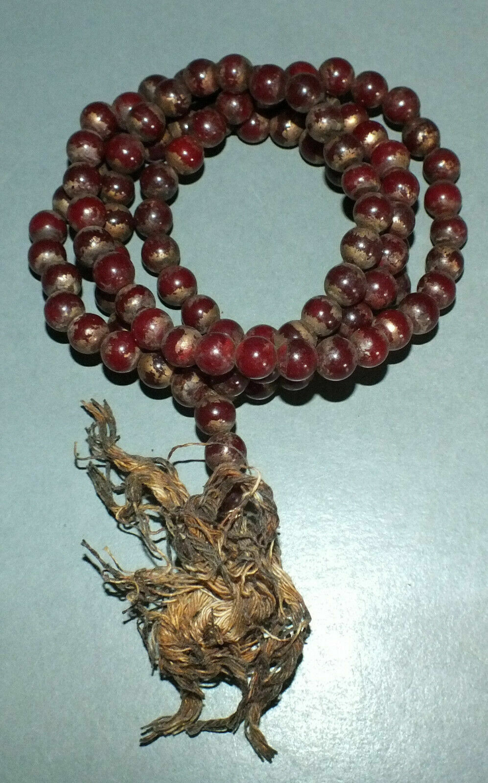 Buddhist Mala With Agate Prayer Beads With Gold Traces Thailand
