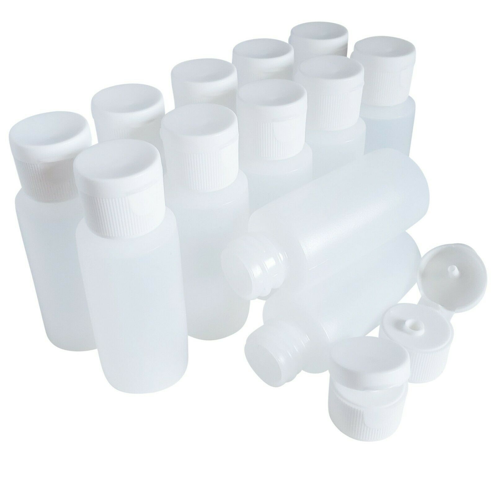 Kelkaa 1oz Hdpe Natural Clear Plastic Bottles White Flip Top Cap (pack Of 12)