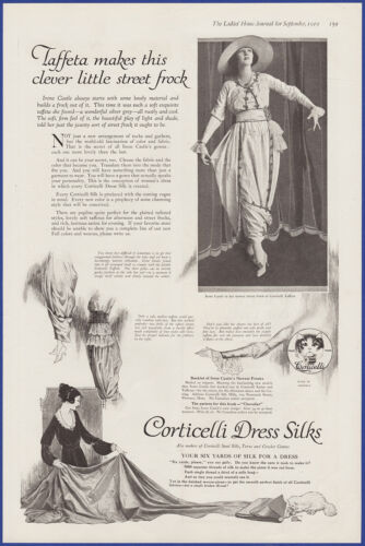 Vintage 1919 Corticelli Dress Silks Women's Fashion Ephemera Print Ad