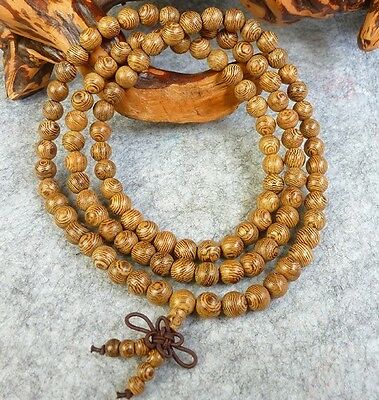 Genuine Wenge Wood 108 8mm Buddhist Prayer Bead Mala Necklace/bracelet