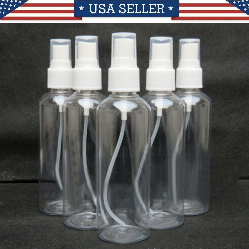 [10 Pack] 3.4 Oz (100ml) Transparent Plastic Perfume Empty Mini Spray Bottle