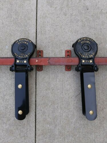 Porter Barn Door Rollers Hangers And 119" Of Track Rail Two Pieces Real Usa