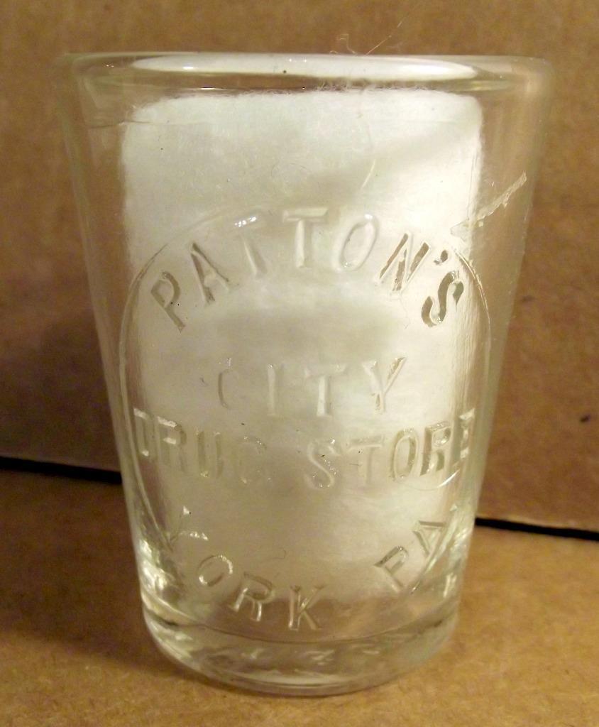 Vintage Patton's City Drug Store York, Pa Measured Medicine Glass Early 1900s