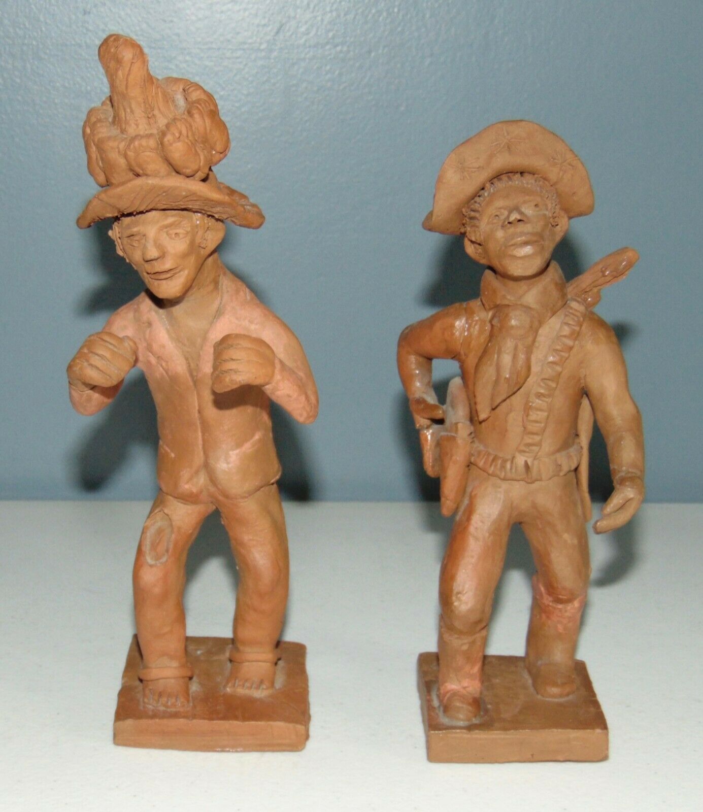 Vintage South American Clay Figures Gaucho Signed Lot C