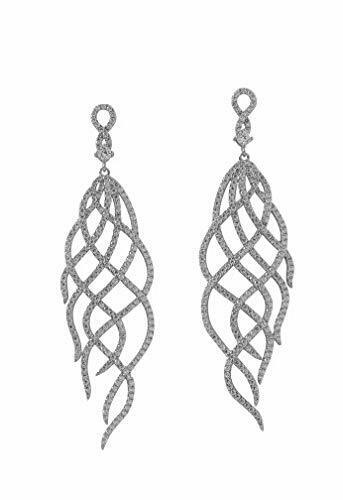 Chandelier Swirl Earrings Pave Cubic Zirconia Rhodium On Sterling Silver