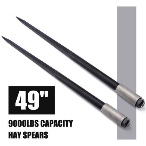 49 9000 Lbs Hay Spears Nut Bale Spike Fork Tine Black Pair Square Wide Tine