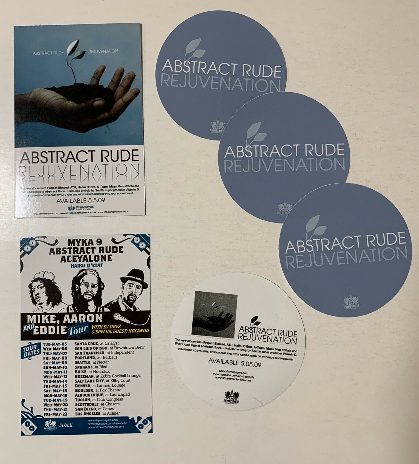 Abstract Rude Rejuvenation 3 Promo Stickers+postcard For Cd Tribe Unique Mc Mint
