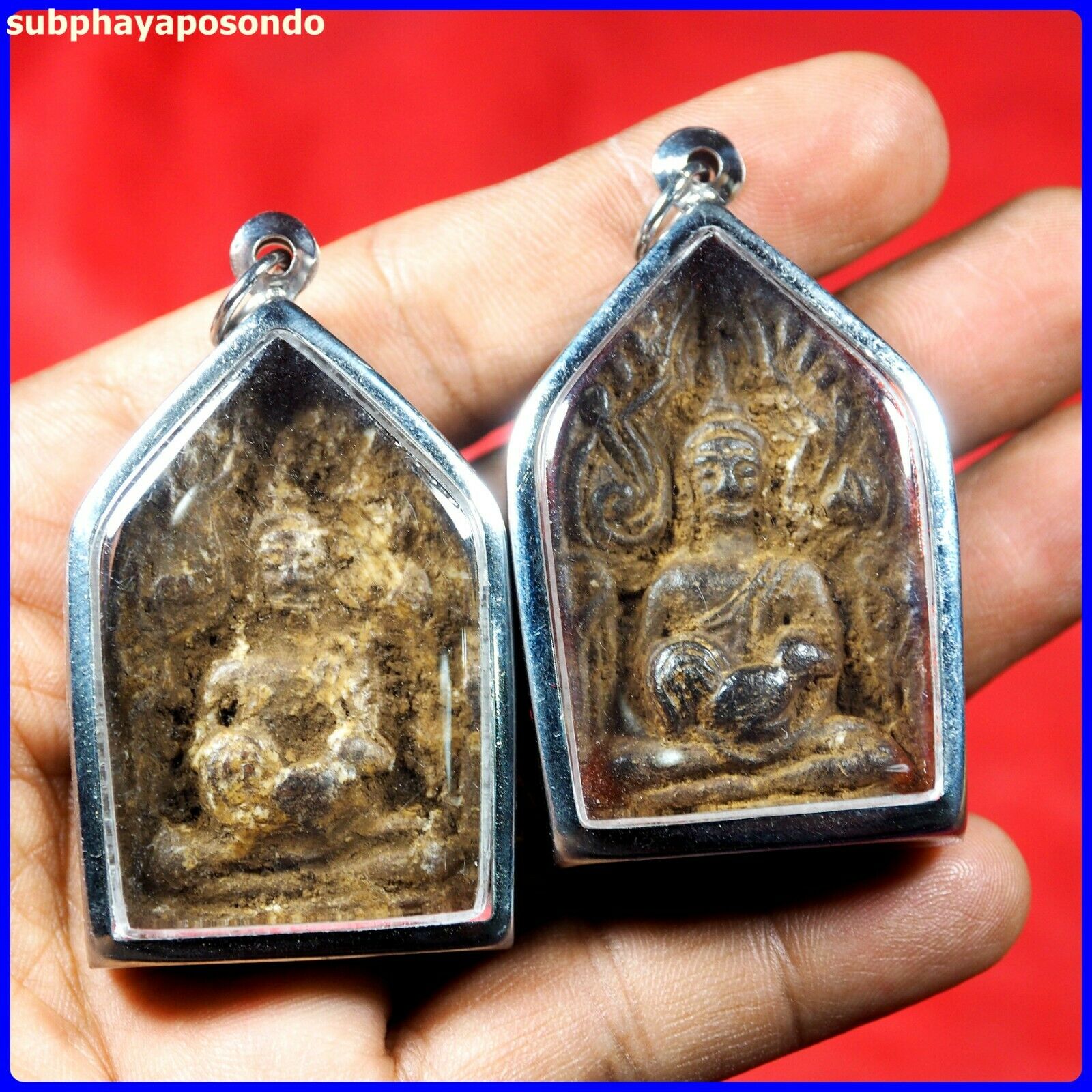 2pcs.phra Khun Pan Lp Suang Wat Prai Pat Ta Na .stainless Case Thai Amulet 46