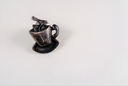 Vintage Sterling 925 Silver Hot Coffee Mug Brooch Pin, 5.03g
