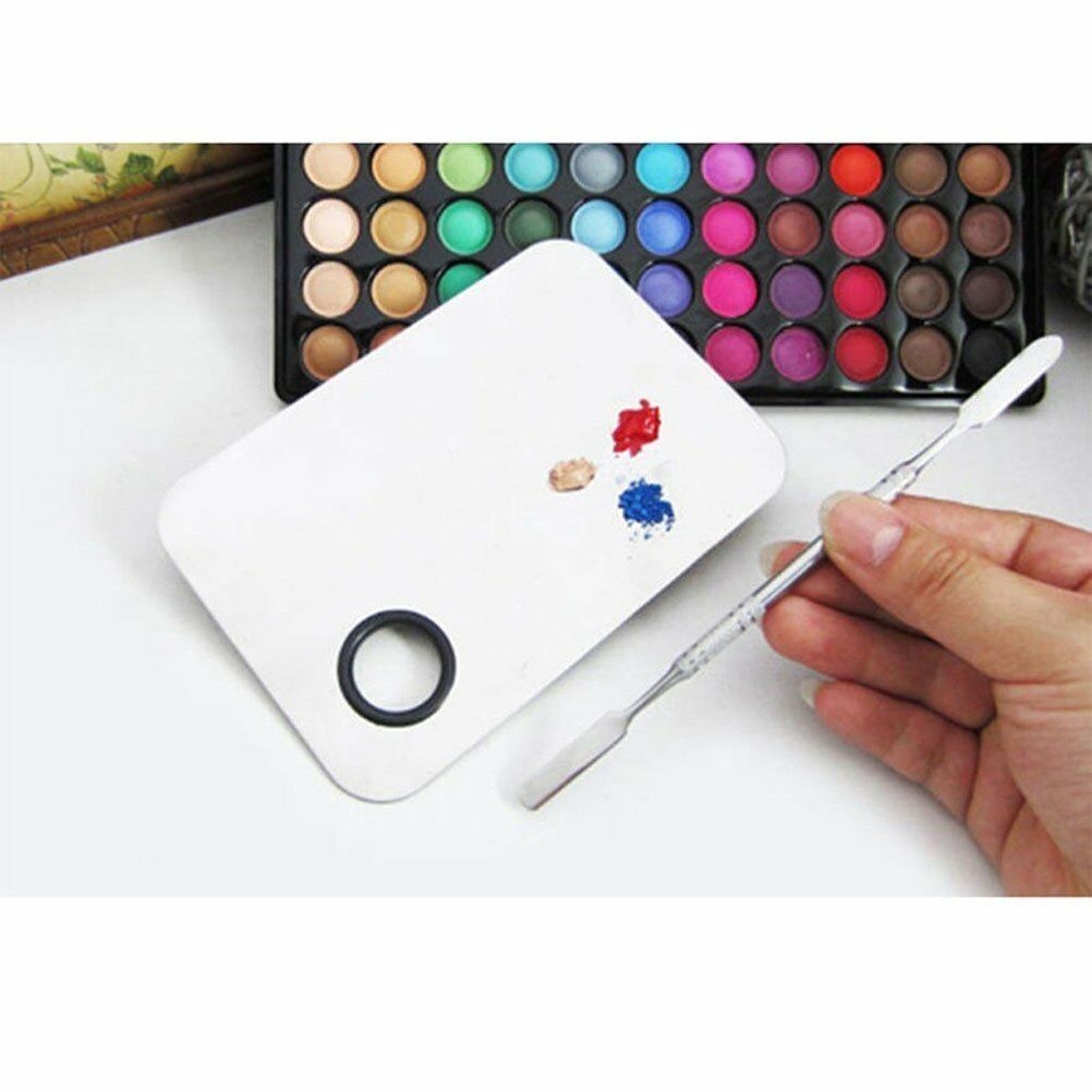 Acrylic Cosmetic Nail Art Makeup Polish Mixing Palette Stainless Steel Spatula