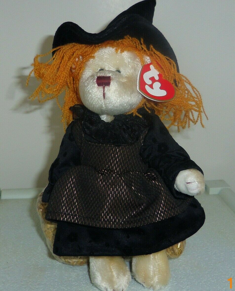 Hagatha 8in Ty Beanies Attic Treasures Halloween 2000 Teddy Bear Witch 3up 6273