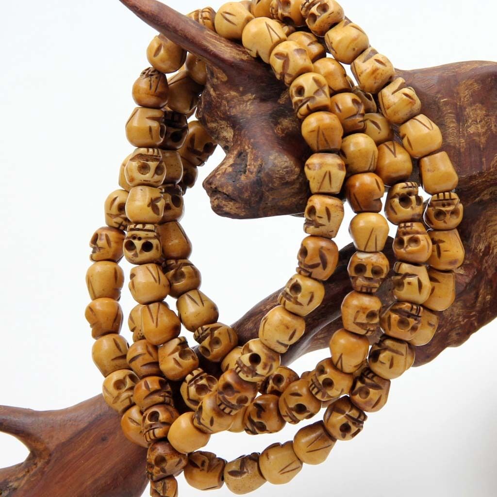 Tibetan Bone Skull Buddhist 108 Prayer Beads Mala Necklace--9mm