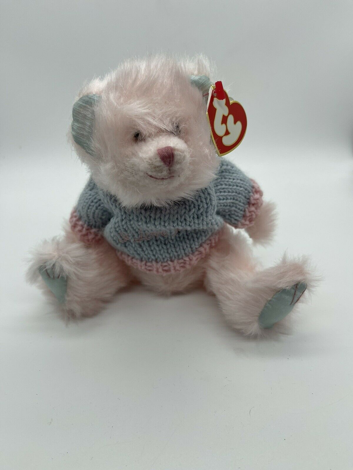 Ty Attic Treasures Blush Pink Bear 8.5” 2001 Jointed Bear Plush I Love Mom