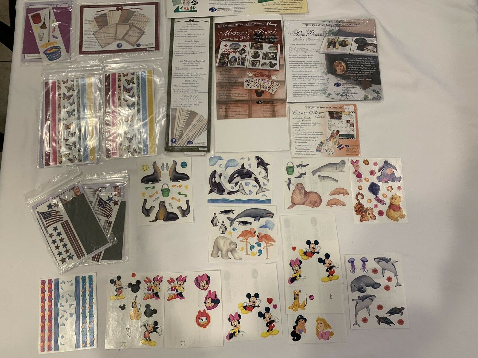 Creative Memories Lot Stickers, Die Cuts, Page Protectors And Disney