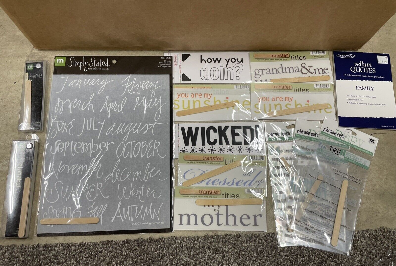 Lot Of New Rub On/transfer Words/quotes For Scrapbooking! 10+ Sheets