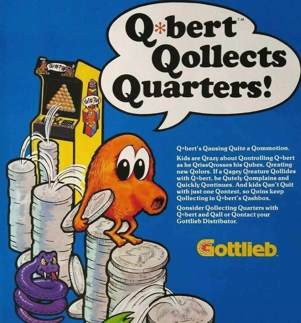 Qbert Arcade Flyer Original Nos 1982 Video Game Artwork Sheet Gottlieb Retro