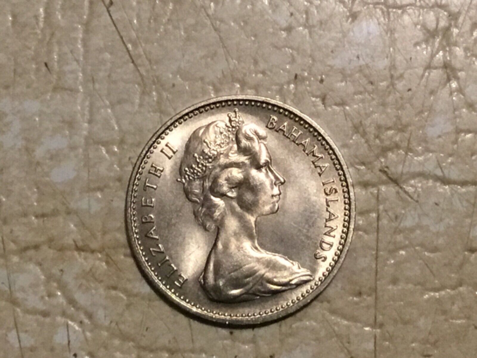 Queen Elizabeth Uk  Bahamas Island 5 Cent   1966 Coin Toned Xf