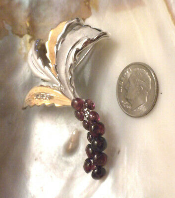 Garnet  Palm Tree  Pin/pend Tri Colored  925 Silver Nos