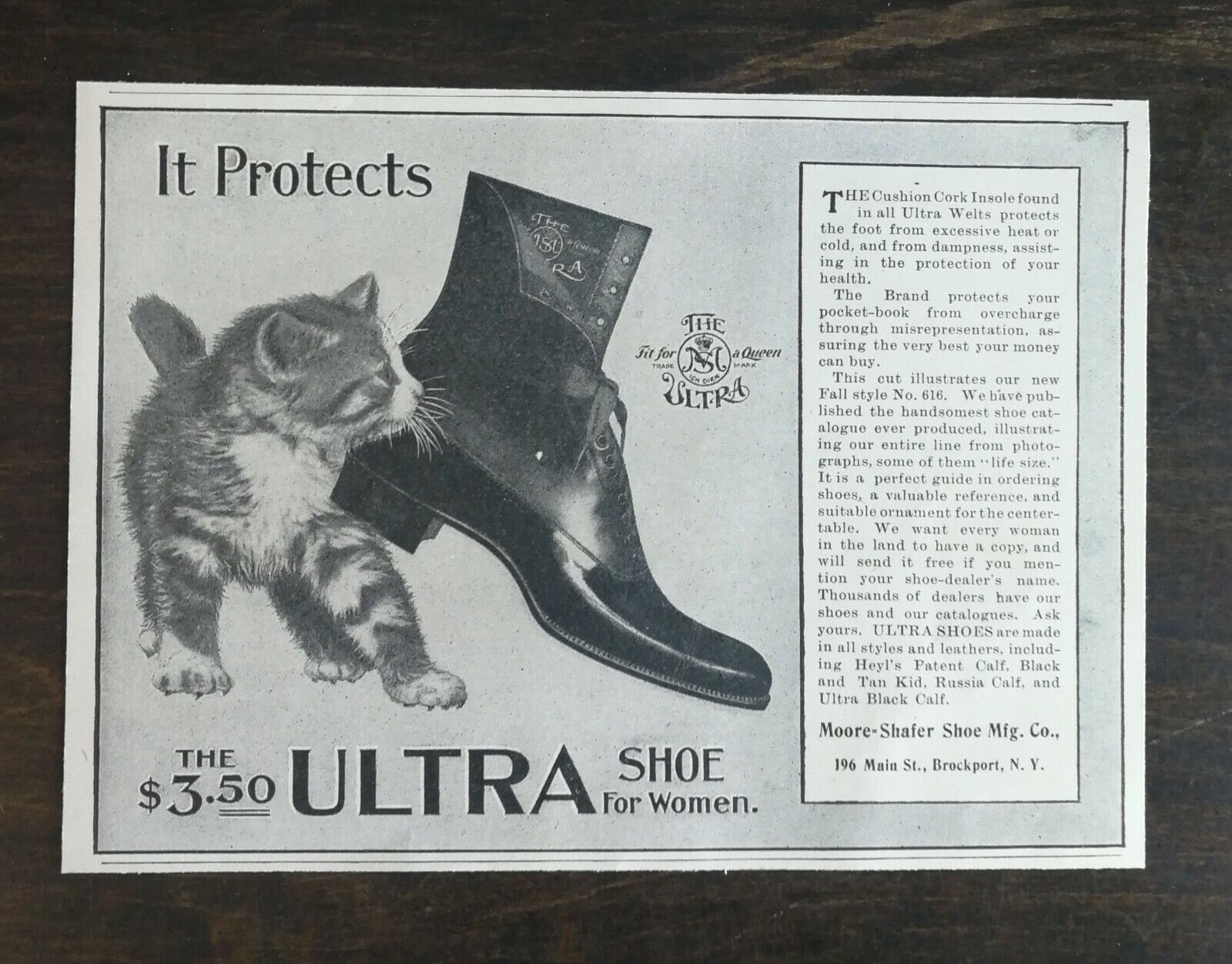 Vintage 1900 Ultra Shoe For Women Moore-scafer Mfg Company Original Ad 1021