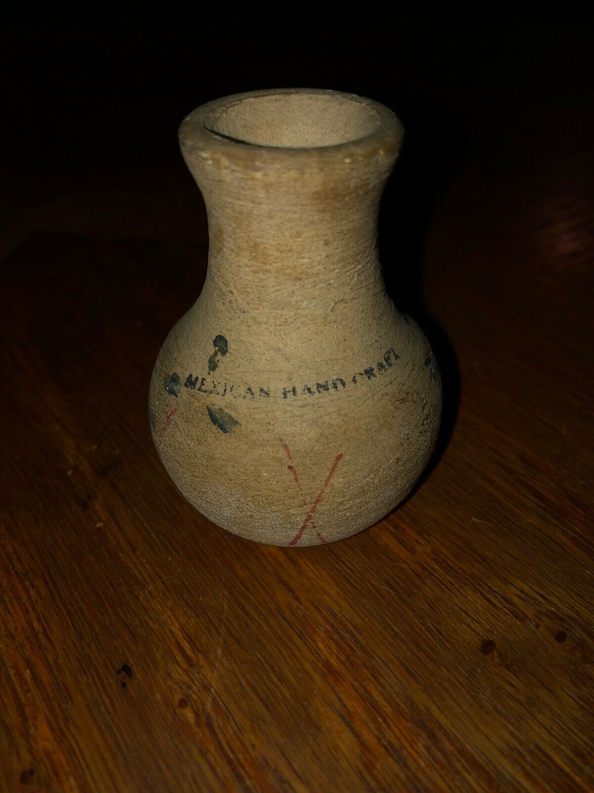 2” Mexican Handcrafted Pottery Vase Bottle Primitive Souvenir Mini Vtg