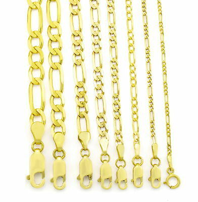 10k Real Yellow Gold 2mm-9mm Figaro Chain Link Pendant Necklace Bracelet 7"- 30"