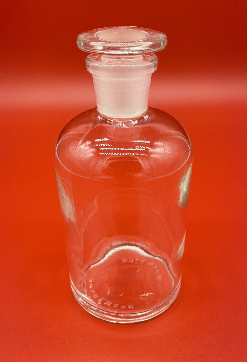 Pyrex Apothecary Glass Bottle With Stopper 5.5" Tall 2.5" Bottom