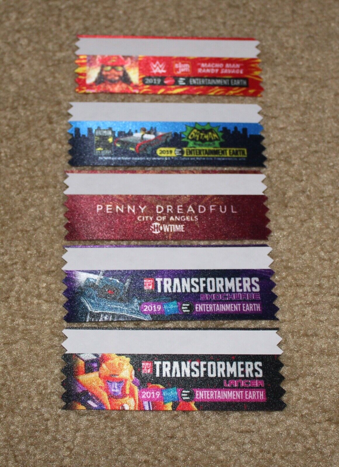 Sdcc 2019 Exclusive Entertainment Earth Badge Ribbons Set Of 5