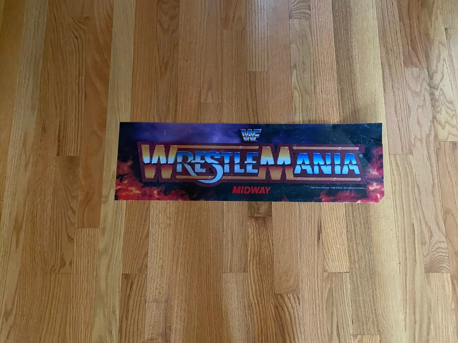 Wwf Wrestle Mania Video Arcade Game Translight Marquee, Midway 1995