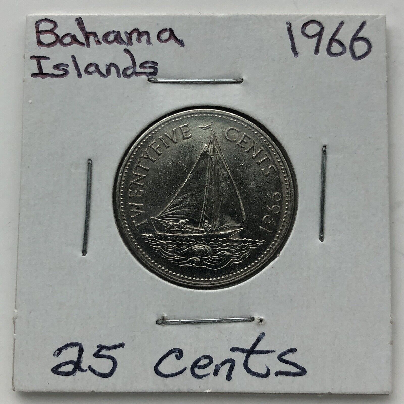1966 Bahamas 25 Cents***l@@k***nice Grade***combined Shipping***l@@k***