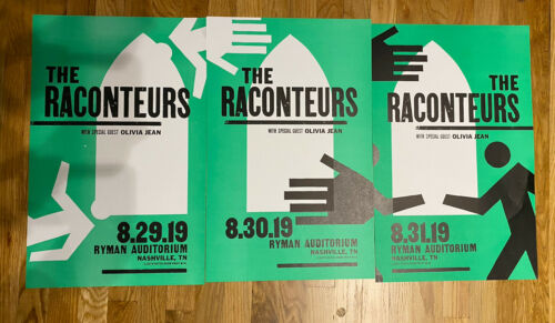 Full Set 2019 Raconteurs Ryman Hatch Show Print Nashville Poster Jack White (x3)