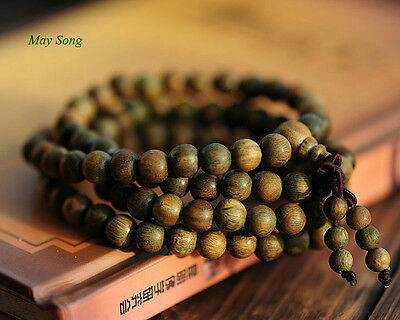Fragrant Green Sandalwood 108 8mm Buddhist Prayer Bead Mala Necklace/bracelet