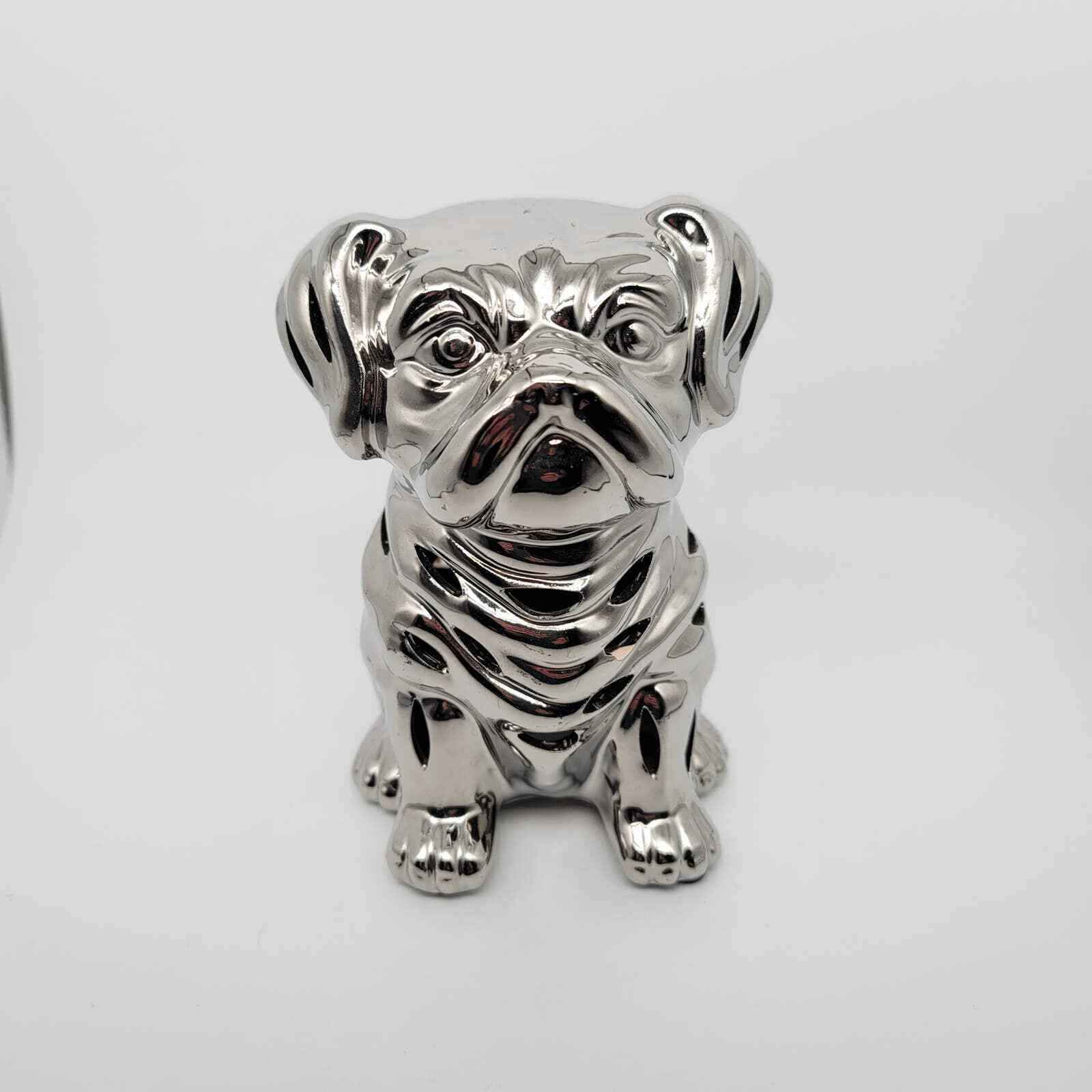 Bulldog Potpourri Holder Home Accent Silver Colored Dog Decoration 6x4"