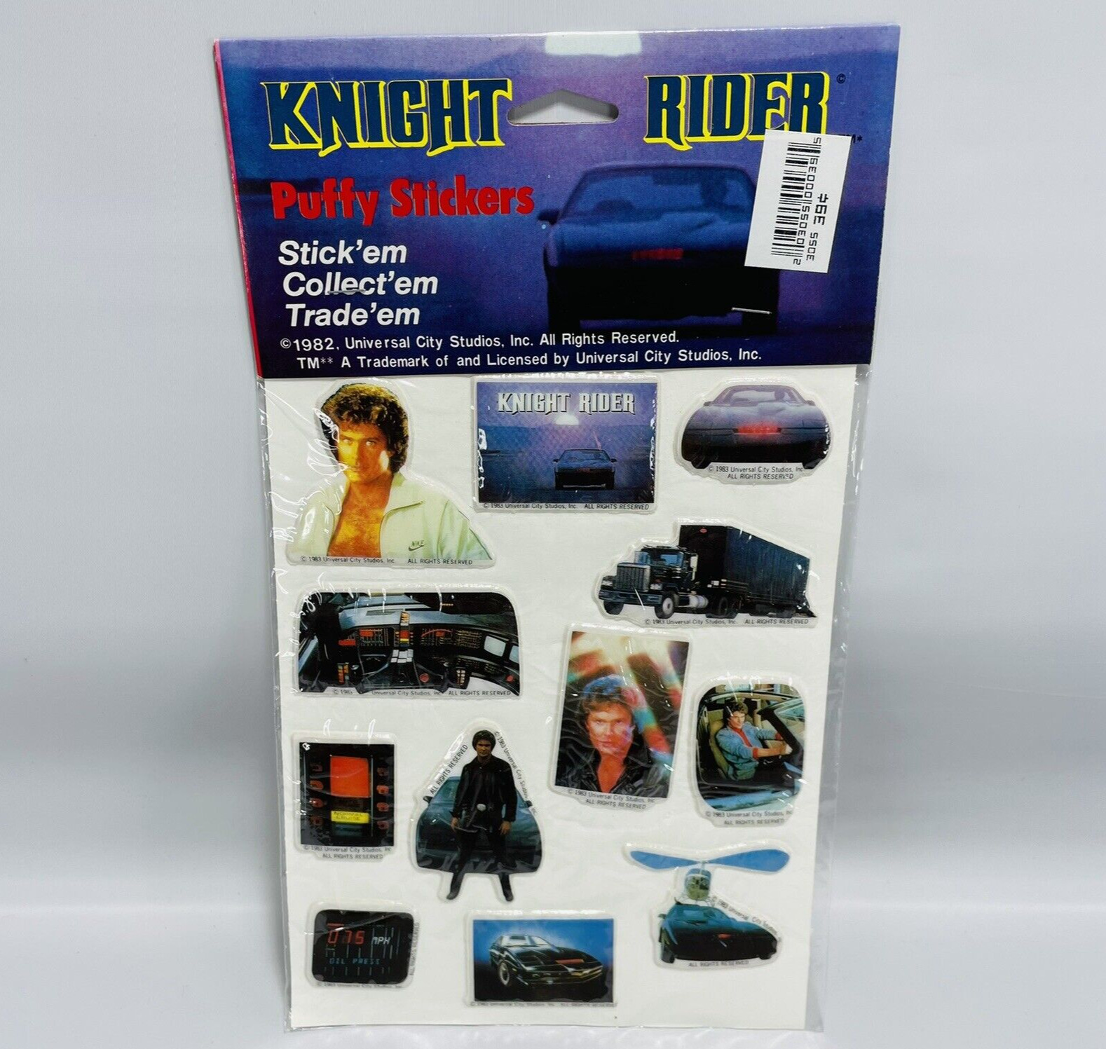 New Sealed Vtg Knight Rider David Hasselhoff 1982 Vinyl Puffy Stickers 80’s