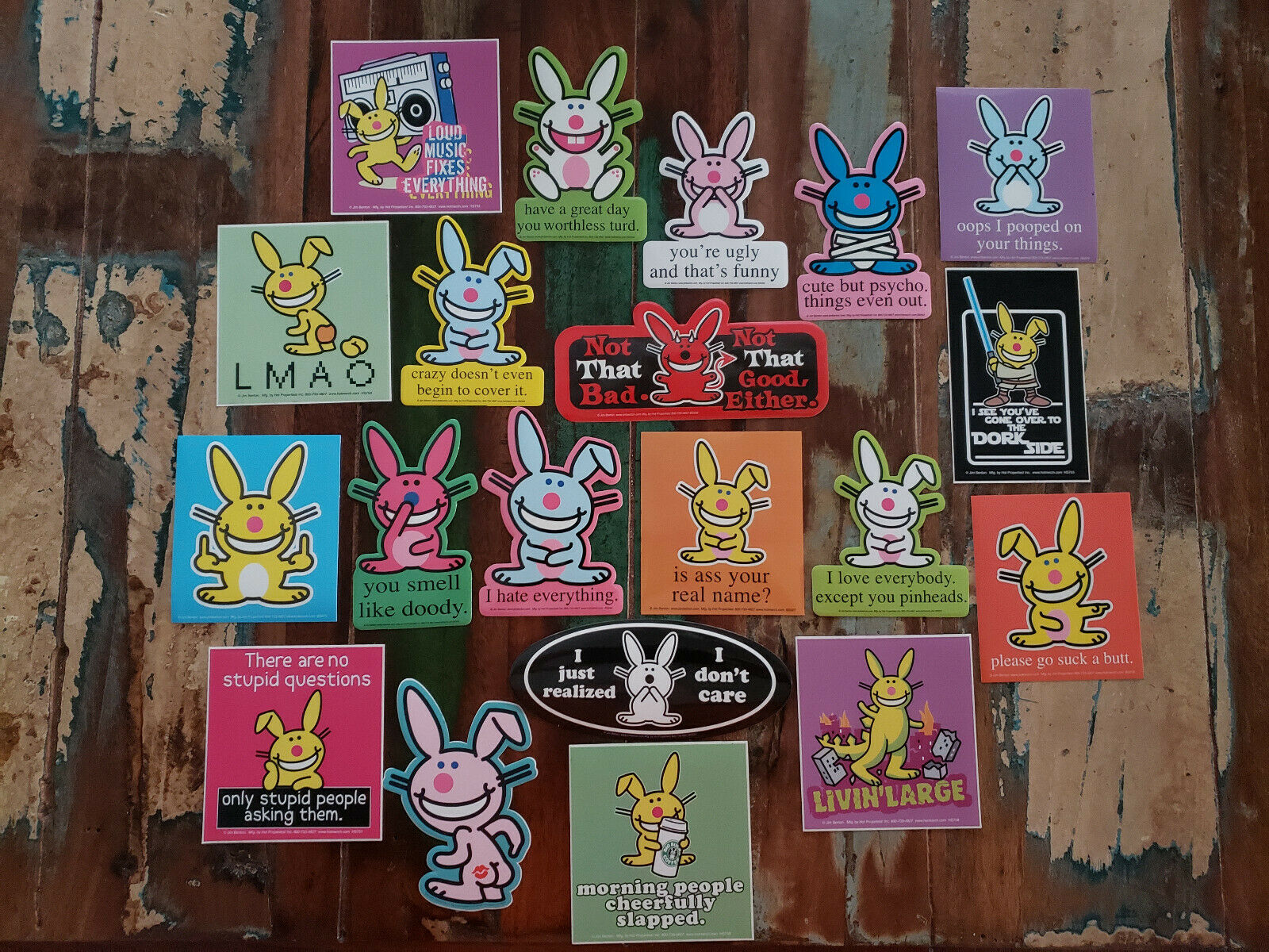 Jim Benton Happy Bunny 20 Sticker Lot You Smell Like Doody