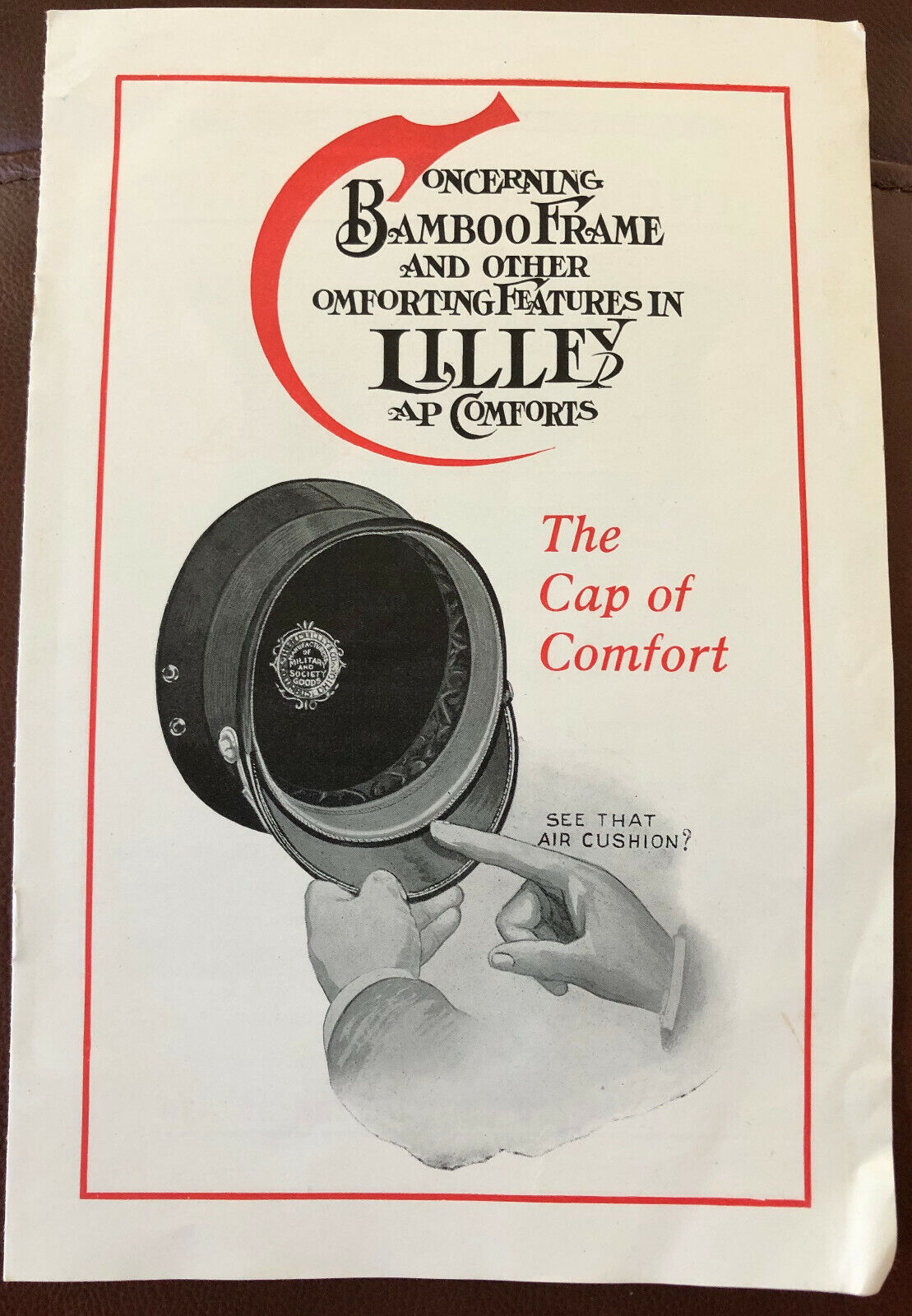 Advertising Brochure Military Caps Bamboo Frame; M.c. Lilley, Columbus Oh 1905