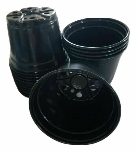 6 Inch Round Black Plastic Pots - Set Of 100 - (6" X 4.4")  Flower Pot Nursery