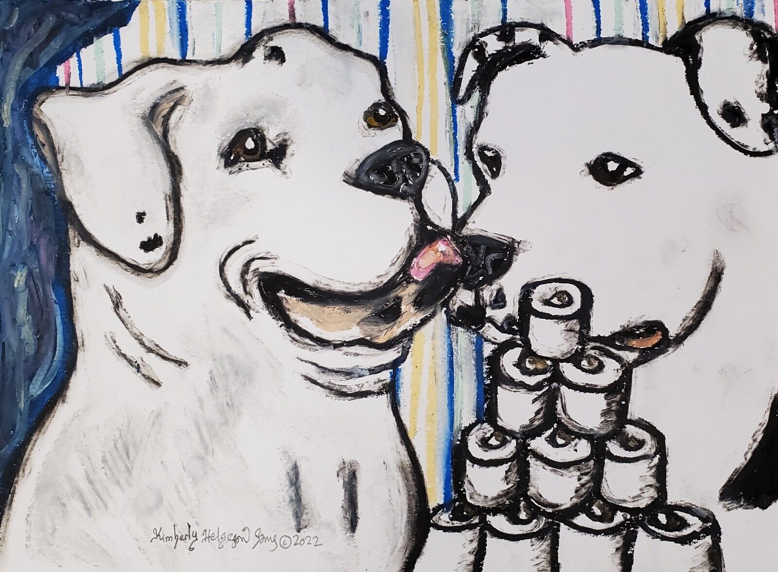 American Bulldog Tp Hoard 8x10 Collectible Dog Art Print Signed By Artist Ksams
