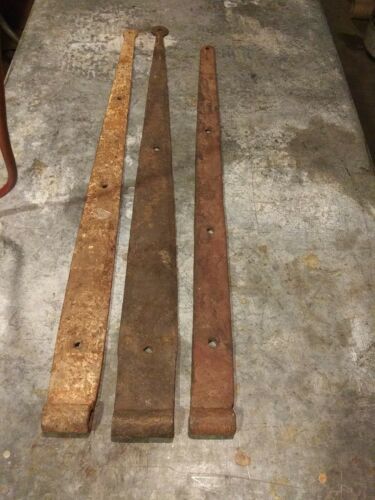 Antique Lot Of Forged Barn Door Strap Hinges