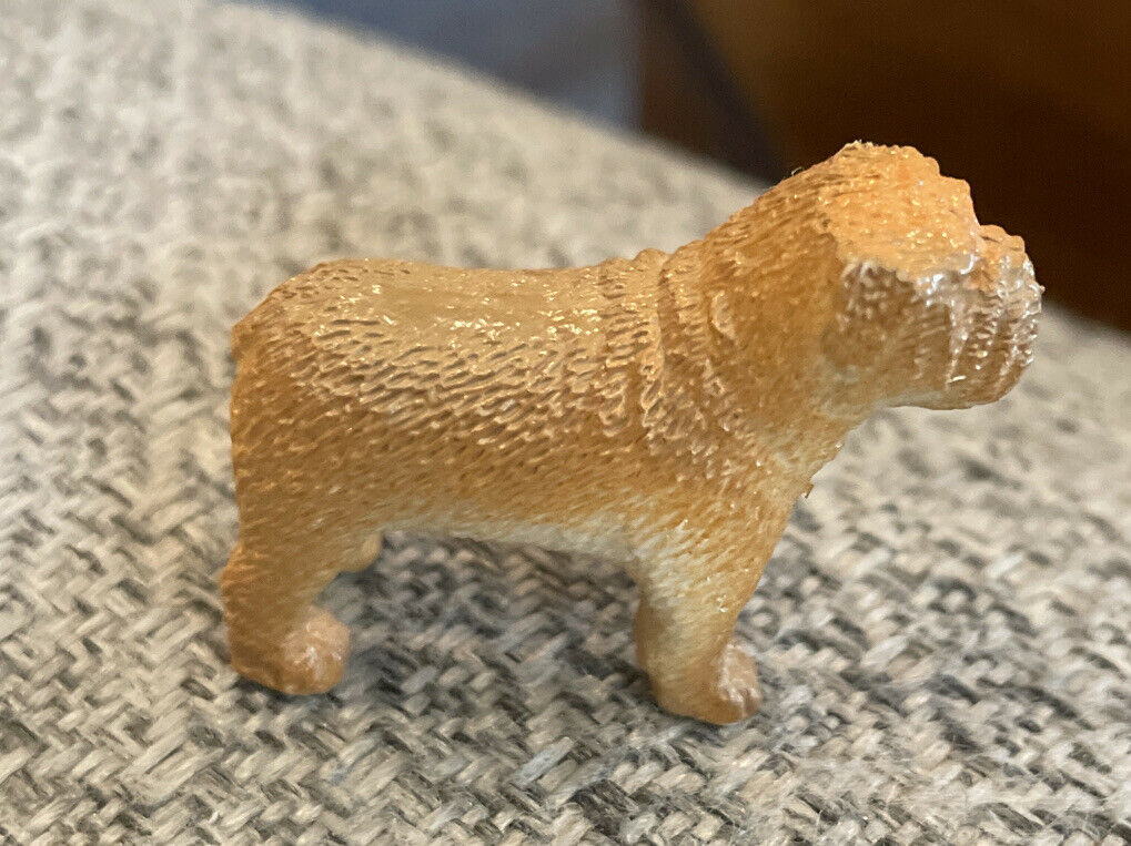Small Plastic Bulldog Figurine Bull Dog Brown Small  Toy Pet Figure No Tail Pup