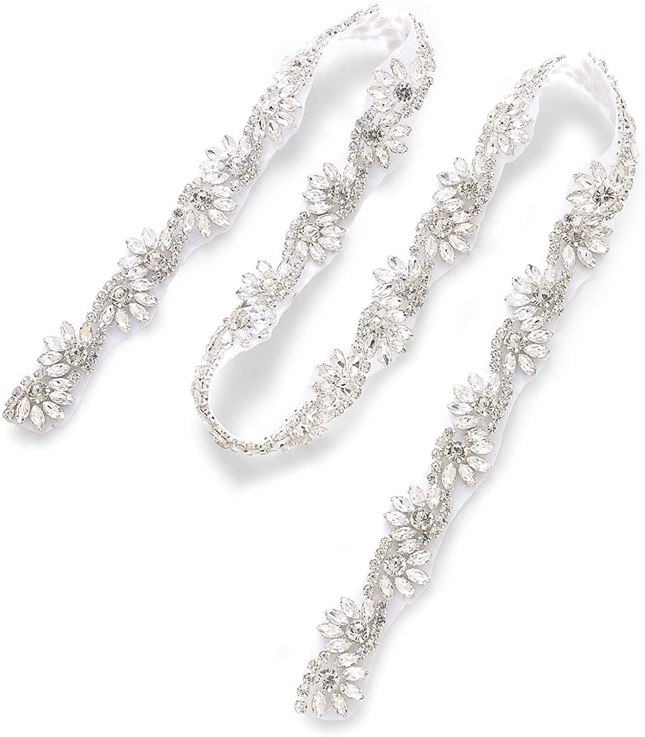Rhinestone Applique For Wedding Dress Bridal Belt Embellishment-silver