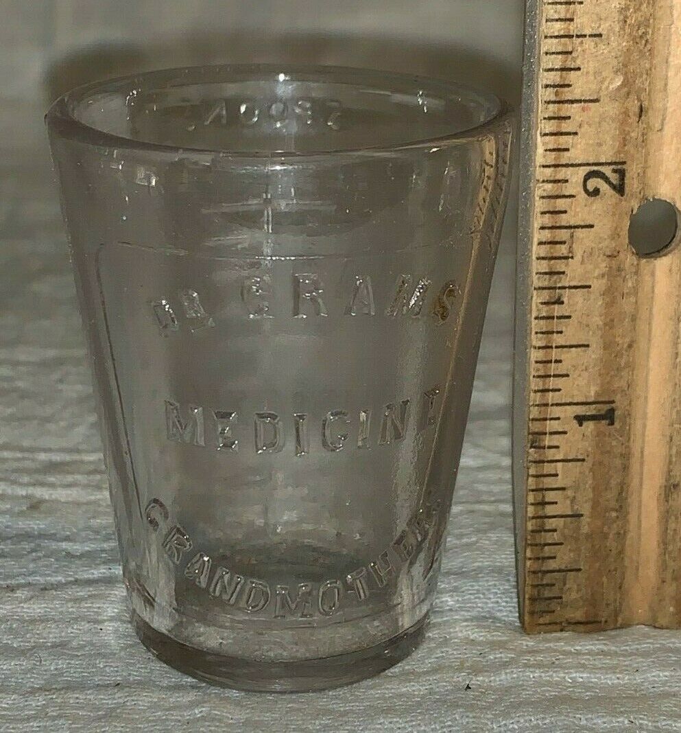 Antique Dr Grams Grandmothers Medicine Glass Dose Doseage Measure Apothecary Old
