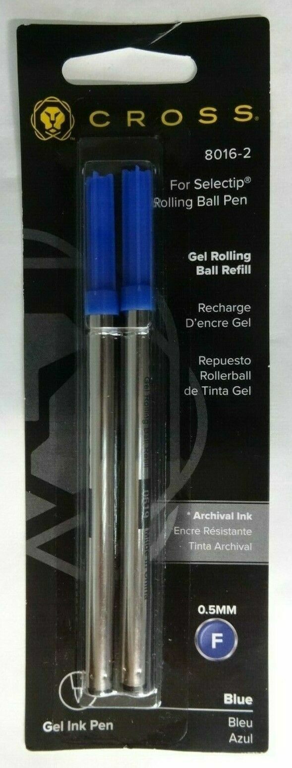 Cross  Gel Rollerball Refills Blue Fine Pt  New In Pack 8016-2      2 Refills