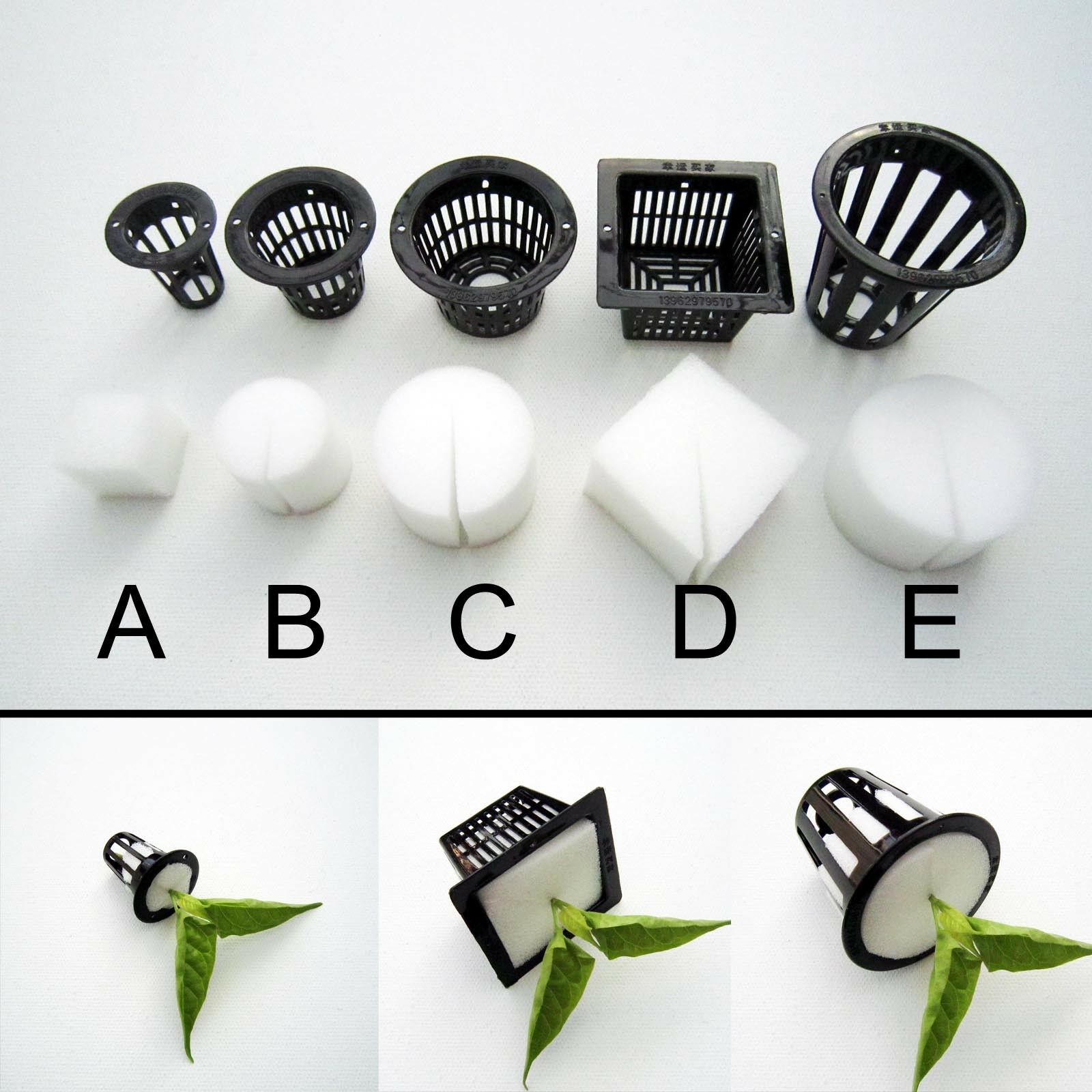 10 Mesh Pot Net Basket + Clone Cloning Collar Foam Insert Hydroponic Aeroponic