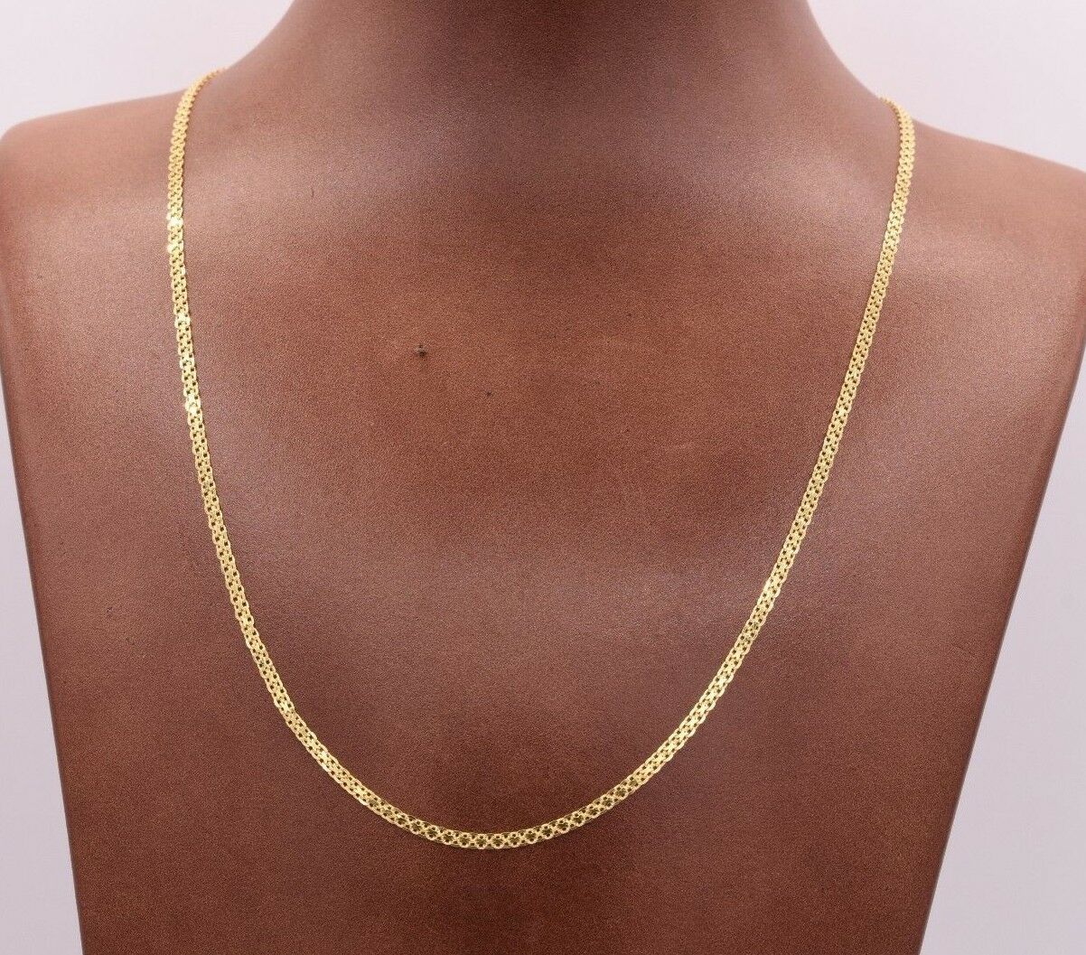 2mm Bismark Bizmark Chain Necklace 14k Yellow Gold Clad Silver 925 Italy