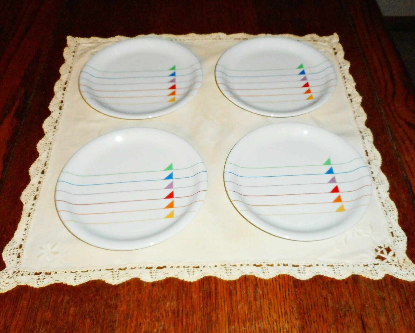 4 Block Harmony Rainbow Sextet Vista Alegre 6 1/2" Bread Dessert Plates J Prince