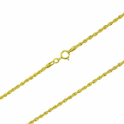 10k Yellow Gold 1.5mm Thin Diamond Cut Rope Chain Pendant Necklace Women 14"-26"