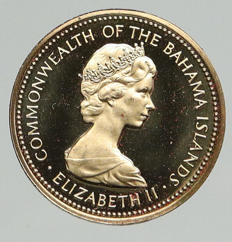 1972 Bahamas Uk Queen Elizabeth Ii Starfish Of Ocean Old Proof Cent Coin I93285