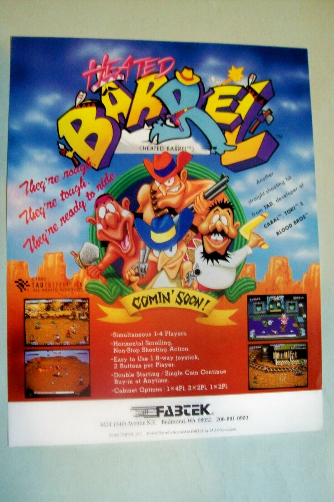 Vintage/original Fabtek Heated Barrel Arcade Video Game Sales Flyer - Mint Cond.